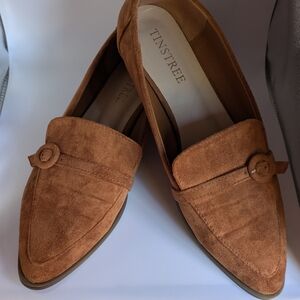 Women's brown faux suede dress shoes, low heel, brown, size 10, Tinstree Brand